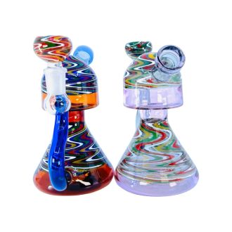 WPAG119 - 6 Inch Waterpipe - Reversal Art Zig Zag With Inline Perc - Assorted Colors