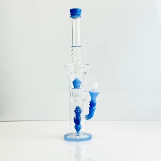 Waterpipe- 18" In Size With Color Rim And Double Perc - Assorted