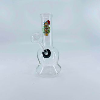 Waterpipe - 5" In Size - Clear Mini Beaker Middle Oval With Oil Burner And Decal - Assorted