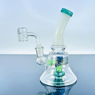 WPTG128 - Helios Glass - 6 Inch Waterpipe - Bell Base With Color Tube and Showerhead Perc
