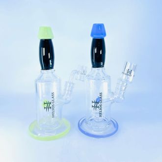WPTG137 - Helios Glass 7.5 Inch Waterpipe - Color Tube - With Matrix Perc And Banger - WPNA-791 - Assorted Colors