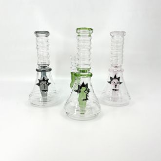 Waterpipe Beaker With Rings & R&M Showerhead Perc - 7" In Size - Pieces Per Pack - Assorted
