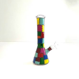 Waterpipe - 10" In Size - Beaker  Colorful Printed - Assorted 