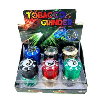 Yinyang Designs Tobacco Grinder 52mm - 4 Parts - Assorted Colors - GR209-52YYBK