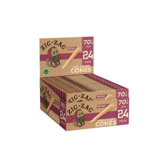 Zig Zag Mini Unbleached Cones - 70mm - 24 Cones Per Pack - 12 Packs Per Display