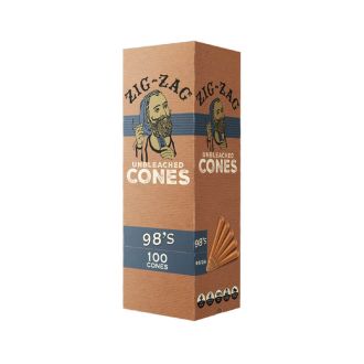 Zig Zag Unbleached Cones 98s - 100 Cones Per Display