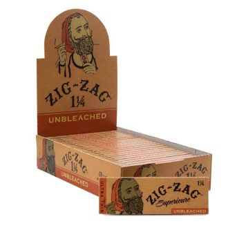 Zig Zag Supericure Unbleached 1 1/4 - 24 Papers Per Booklets - 25 Booklets Per  Display